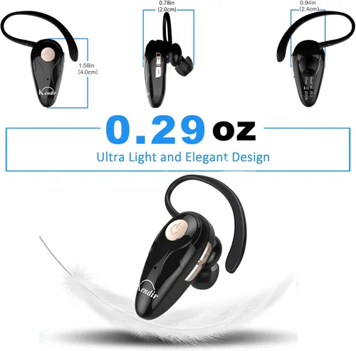 Miniatura 9 de Kendir Auricular Bluetooth, V5.0 Ultraligero Inalámbrico Auricular Teléfono Celular con Micrófono Auricular Control de Volumen, Auriculares Manos