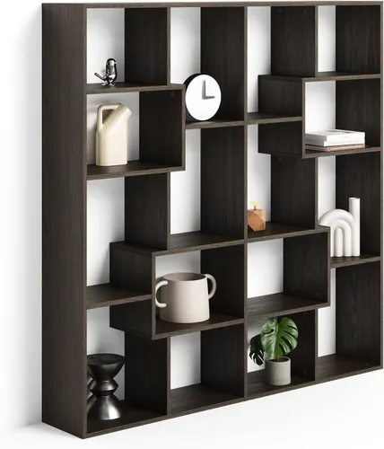 Miniatura 37 de Mobili Fiver, Iacopo XS Estantería con puertas de panel (63.31 x 31.5 pulgadas), color negro Ashwood, Made in Italy