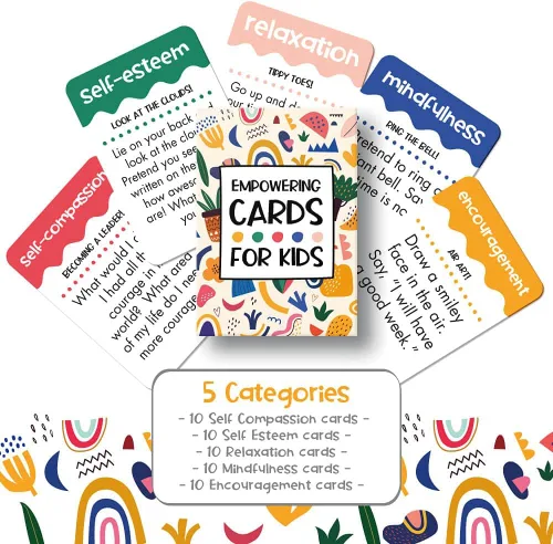 Miniatura 4 de Tarjetas de empoderamiento para niños: enseña atención plena, afirmaciones, autoestima, relajación y más