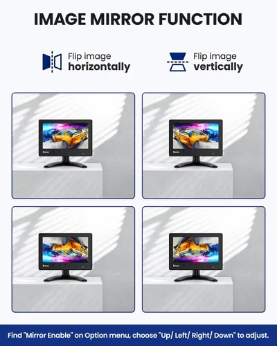 Miniatura 4 de Eyoyo Monitor Mini 7 Pulgadas Pequeno Monitor HDMI 1024x600 Pantalla LCD HDMI AV VGA BNC USB Entrada para NVR Cámara de Seguridad CCTV Cámara