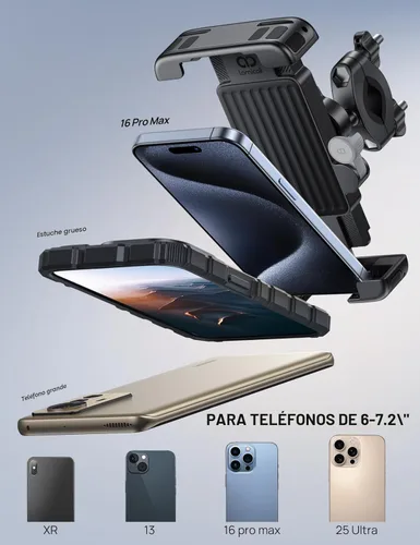 Miniatura 5 de Lamicall Soporte para teléfono de bicicleta y motocicleta - [Bloqueo rápido de 1s] Clip para teléfono celular de bicicleta, abrazadera para manubrio