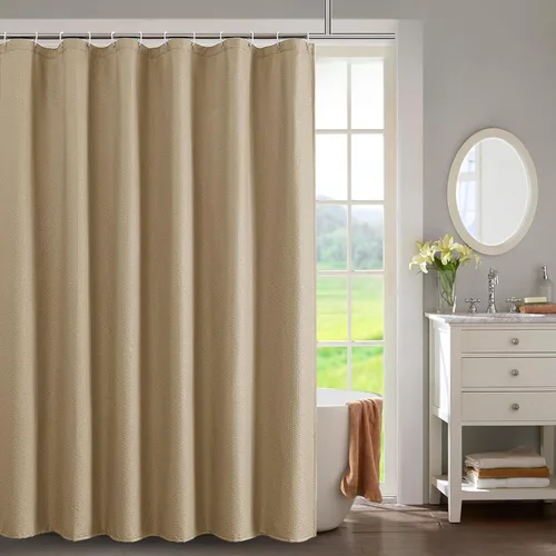 Miniatura 56 de OWENIE Cortina de ducha blanca para baño, 96 pulgadas, extra larga, elegante cortina de ducha de tela texturizada en relieve 3D, repelente al agua
