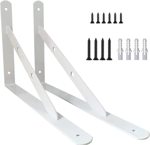 Miniatura 8 de Kersally Soportes de estante de 6 pulgadas, paquete de 2 soportes en L resistentes para estantes, soportes metálicos triangulares de 90 grados