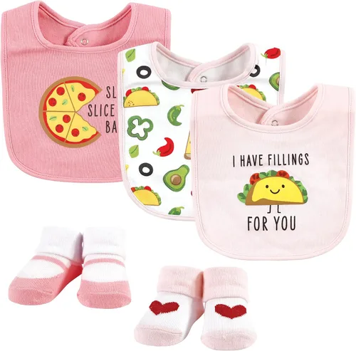 Miniatura 116 de Hudson Baby Conjunto de babero y calcetines unisex de algodón para bebé