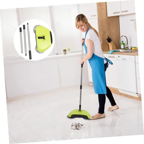Miniatura 5 de Cabilock Barredora manual escoba recogedor escoba escoba fregona aspiradora para suelos duros Herramienta de limpieza giratoria de 360° Verde