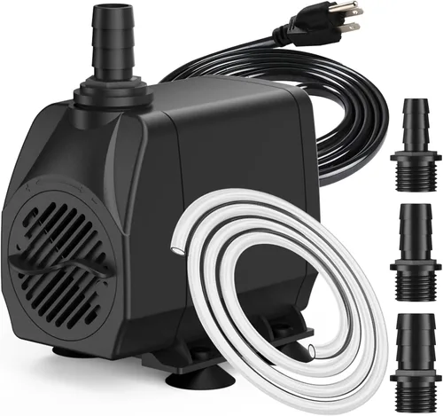 SongLong Bomba de agua ultra silenciosa de 60 W 800 GPH | Cable de 3 pines de 10 pies con tubo, protección contra sobrecalentamiento, perfecta para