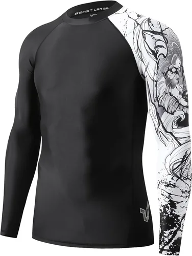 Miniatura 17 de HUGE SPORTS Camisas de baño para hombre de manga larga UPF 50+ con protección contra erupciones solares y protección UV Dividir