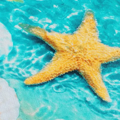 Miniatura 3 de Softerry Starfish & Seashells - Toalla de playa (30 x 60 pulgadas), 100% algodón, color azul y arena