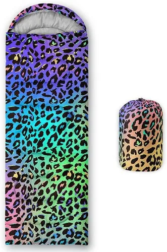 Miniatura 10 de Saco de dormir para niños y adultos, patrón de piel de jirafa marrón, ligero, cálido, portátil, para exteriores, interior, impermeable, resistente