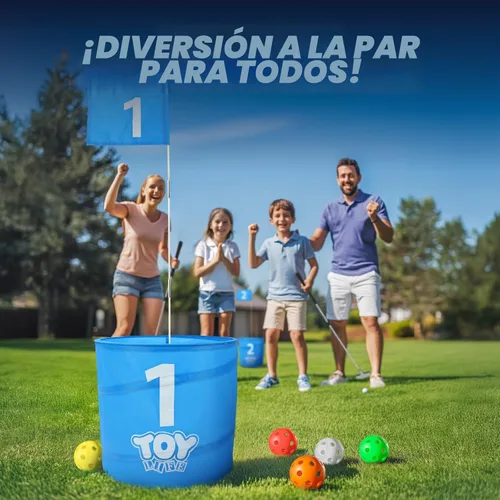 Miniatura 7 de TOY Life Juego de golf de 6 hoyos, juego de cubo de golf para adultos y niños, campo de golf de práctica con pelotas y bandera, juego de patio