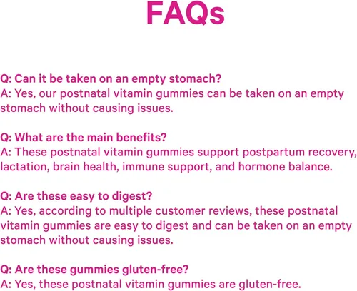 Miniatura 8 de Pink Stork Gomitas Vitamínicas Totales Posnatales - Multivitamínico para la Recuperación Posparto y Apoyo a la Lactancia - Ácido Fólico, B6