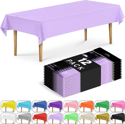 Miniatura 69 de DecorRack 2 Manteles rectangulares de plástico libres de BPA, 54 x 108 pulgadas, mantel de mesa para comedor, mantel rectangular para fiestas