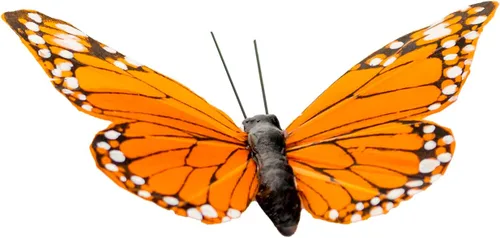 Miniatura 6 de YCHTEWY - Decoración de mariposa monarca, juego de 12 decoraciones de mariposa de plumas con clip, 3.75", naranja..