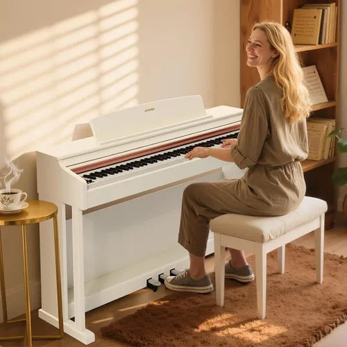 Miniatura 8 de AODSK Piano digital de 88 teclas, piano digital de acción de martillo ponderado con teclas pesadas de tamaño completo, pedal triple, juego