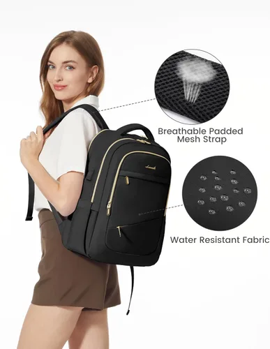 Miniatura 2 de LOVEVOOK - Mochila de computadora portátil para mujer, bolsa de 15.6 pulgadas delgada con compartimento separado para la computadora para el trabajo
