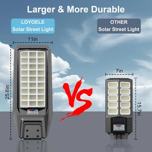 Miniatura 3 de loyoele Farola solar para exteriores, impermeable, del anochecer al amanecer, 9800 W, luces solares de estacionamiento comercial, gran luz