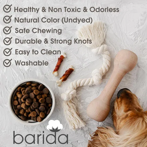 Miniatura 7 de Barida Pet Supplies - Cuerda de algodón 100% natural para perros, juguetes masticables de algodón blanco de primera calidad, cuerdas masticables