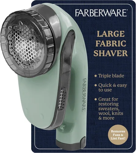 Miniatura 10 de Farberware - Afeitadora de tela grande para quitar pelusas, funciona con pilas, con cuchillas triples para ropa, afeitadora de suéter para quitar