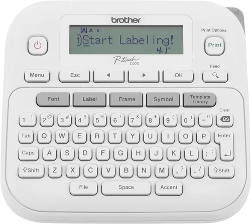 Brother P-Touch - Máquina etiquetadora PTD220, impresora térmica sin tinta para organización del hogar y la oficina, portátil y ligera, teclado