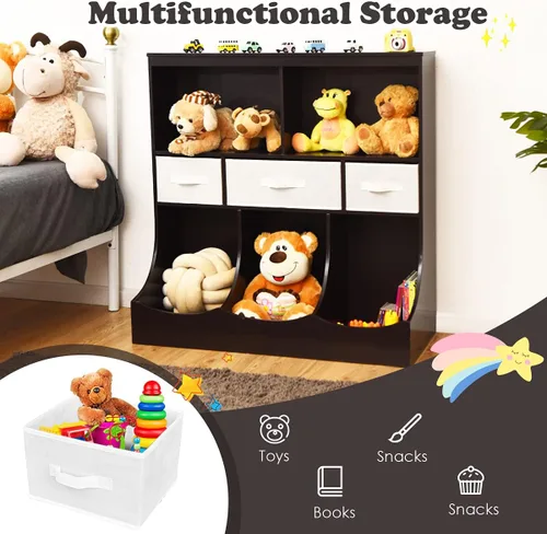 Miniatura 5 de HONEY JOY Organizador de almacenamiento de juguetes para niños con estantería, armario de almacenamiento de organización de 8 compartimentos