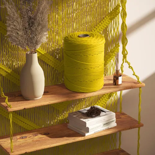 Miniatura 8 de ZUEXT - Cordón de algodón de macramé de 0.197 in x 328 yardas, cuerda trenzada de jengibre natural hecha a mano, 4 hebras, cuerda de punto