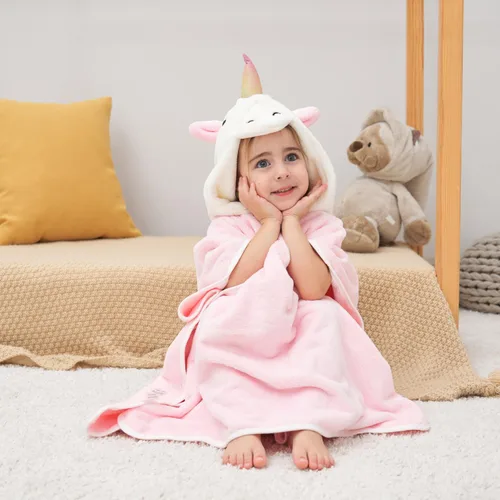 Miniatura 7 de PINNKKU Toalla con capucha de unicornio 3D, toalla de baño ultrasuave y absorbente para bebés, bebés, niños pequeños y niños, toallas de poncho