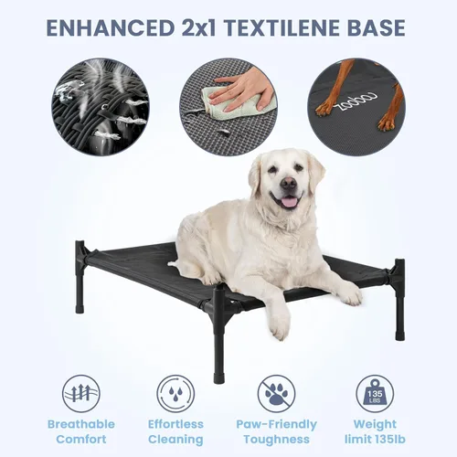 Miniatura 7 de Zooba Casa para perros 2 en 1 de 29 pulgadas para perros medianos, casa elevada para perros al aire libre e interior, refugio elevado para mascotas