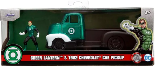 Miniatura 2 de Jada DC Comics 1:32 1952 Chevrolet COE Pickup - Coche fundido a presión y figura de linterna verde de 1.65 pulgadas, juguetes para niños y adultos