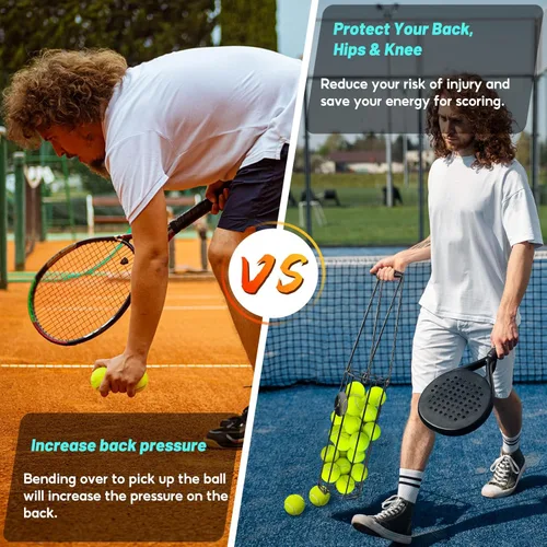Miniatura 4 de Pelota de tenis cilíndrica, recogedor de pelotas de pickleball para recuperar, recogedor de pelotas de tenis, superior para fácil recolección y Negro