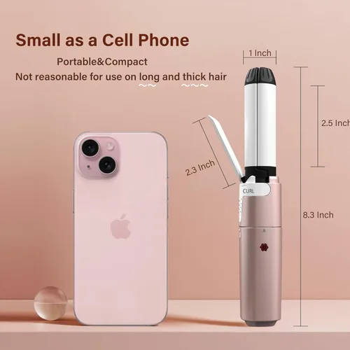 Miniatura 2 de VAV Mini Plancha rizadora de pelo 2 en 1 de viaje, plancha plana de doble voltaje, plancha de pelo de 1 pulgada, varita rizadora portátil