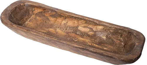 Miniatura 13 de MAINEVENT Cuenco decorativo de madera para masa de aproximadamente 30 pulgadas, cuenco largo de madera rústica tallada a mano, cuenco grande