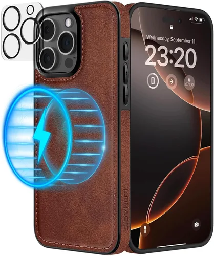 Miniatura 11 de LOHASIC MagSafe, funda de piel sintética suave y magnética para iPhone 15 Pro, de piel sintética, para hombres y mujeres, funda delgada de diseñador
