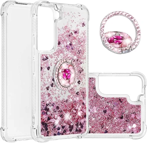 Miniatura 11 de CCSmall Funda para Samsung Galaxy S22 Ultra para mujeres y niñas, transparente con purpurina que fluye líquida, cubierta brillante de arena movediza