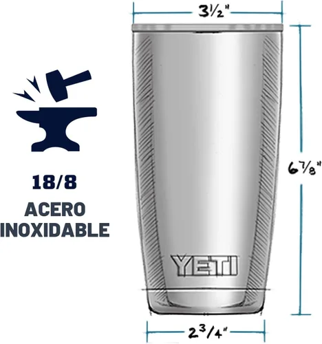Miniatura 2 de YETI Rambler - Vaso de acero inoxidable con aislamiento al vacío de 20 onzas con tapa MagSlider Todo acero inoxidable