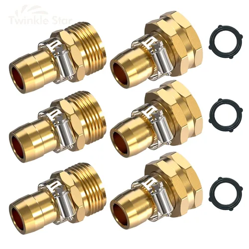 Twinkle Star Conector de reparación de manguera de jardín con abrazaderas, kit de reparación de manguera de jardín macho y hembra, apto para