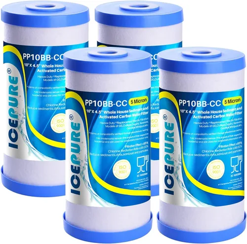 Miniatura 13 de ICEPURE Filtro de agua para toda la casa de 10 x 4.5 pulgadas, 5 micrones, compatible con GE FXHTC, GXWH40L, RFC-BBSA, W50PEHD, GXWH35F, GNWH38S