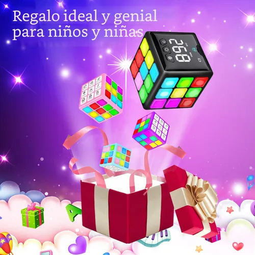 Miniatura 8 de Xinbeiya Cubo de Juego Portátil Recargable - 15 Divertidos Juegos de Cerebro y Memoria con Pantalla de Puntuación - Regalos de Navidad, Pascua