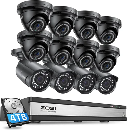 Miniatura 10 de ZOSI Sistema de cámara de seguridad PoE 4K para exteriores, NVR PoE de 8 canales (16 canales expandibles) con disco duro de 2 TB, 8 cámaras IP