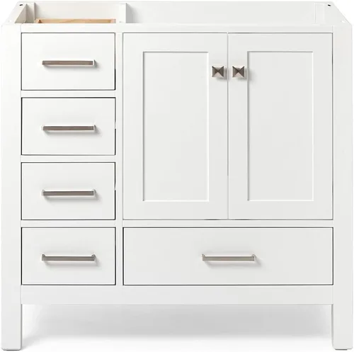Miniatura 59 de ARIEL Cambridge - Mueble base de tocador de baño de 36 pulgadas, madera maciza, 2 puertas de cierre suave, 5 cajones de cola de milano