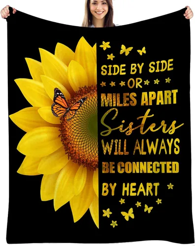 Miniatura 9 de Manta de girasol para mujer, regalo de cumpleaños para amigos, manta amarilla mariposa de 60 x 80 pulgadas, decoración Girasol: ella es el sol