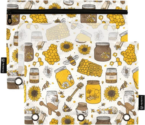 Miniatura 7 de SHJI Bolsas para carpetas, bolsa de lápices de mármol rosa y azul para carpeta de 3 anillas, paquete de 2 bolsas transparentes con cremallera