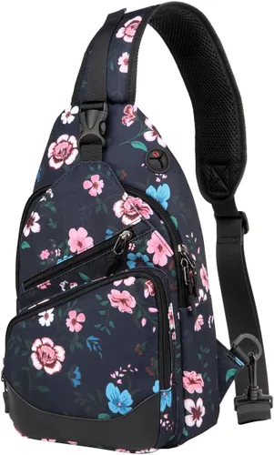 Miniatura 8 de VASCHY Bolso bandolera para hombres y mujeres, una correa sobre el hombro, mochila cruzada para el pecho, para senderismo, viajes, exteriores Negro