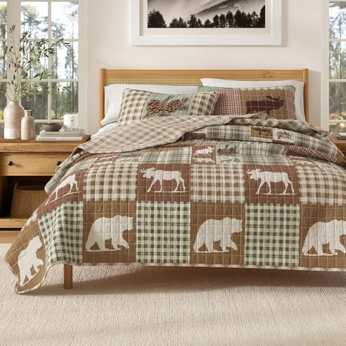Miniatura 8 de Great Bay Home Lodge - Juego de edredón – Juego de ropa de cama rústica de 3 piezas tamaño matrimonial/Queen – Colcha reversible ligera para todas
