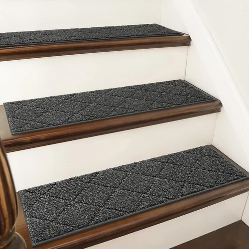 Miniatura 10 de COSY HOMEER - Alfombra antideslizante para esquinas de peldaños interiores, alfombras de escaleras para despegues resistentes al deslizamiento