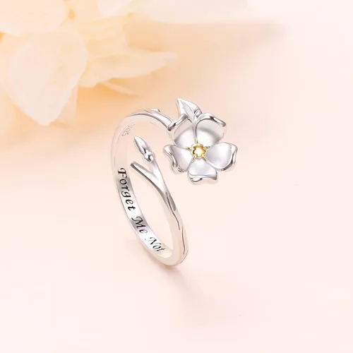 Miniatura 3 de Yearace Forget Me Not - Anillos para mujer, de plata de ley, Myosotis Scorpioides, floral, ajustable, con flores