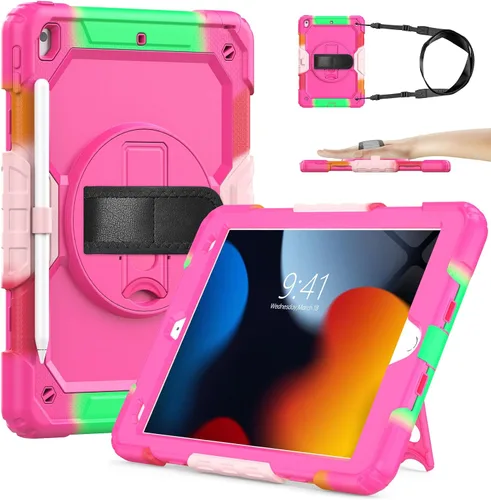 Miniatura 8 de SIBEITU Funda compatible con iPad de 9ª/8ª/7ª generación con protector de pantalla para bolígrafo, funda para iPad de 10.2 pulgadas, funda