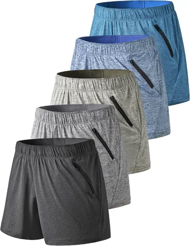 Liberty Imports 1 o 5 paquetes de pantalones cortos de gimnasio para mujer con bolsillos con cremallera, ropa casual de salón para mujer activa y