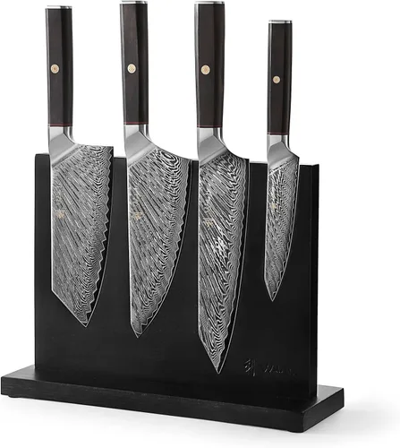 Miniatura 15 de Wakoli Juego de cuchillos de chef de Damasco con bloque magnético – Juego de bloque de cuchillos de cocina profesional de 5 piezas, cuchillas