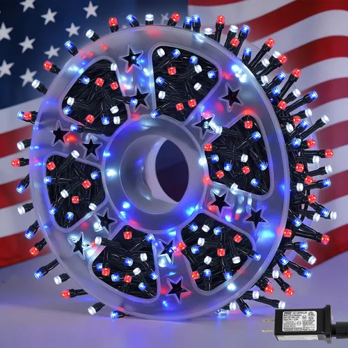 Miniatura 28 de YEGUO 200 luces LED de 66 pies para Navidad, exteriores, impermeables, cadena de luces blancas cálidas para interiores, 8 modos, cable verde, luz