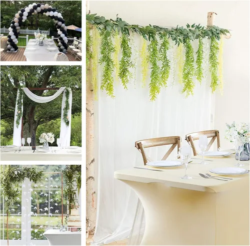 Miniatura 7 de Mantel de elastano para mesas de 4, 6 u 8 pies, mantel elástico universal ajustable para fiestas, banquetes, bodas y eventos - Verde manzana